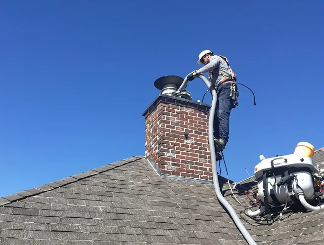 Dedicated Broadview Heights Chimney Sweep team member cleaning a chimney in Broadview Heights, OH