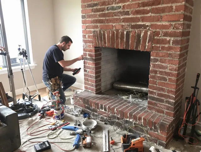 Broadview Heights Chimney Sweep specialist finalizing chimney liner service in Broadview Heights, OH