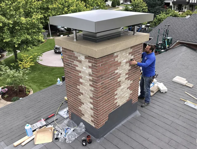 Broadview Heights Chimney Sweep team working on a custom chimney remodel in Broadview Heights, OH
