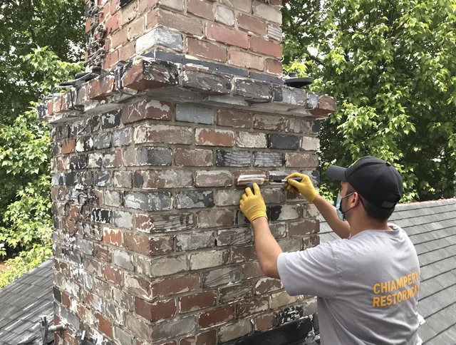 In-progress chimney restoration by Broadview Heights Chimney Sweep in Broadview Heights, OH