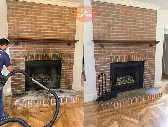 Broadview Heights Chimney Sweep carefully sanitizing a fireplace in Broadview Heights, OH