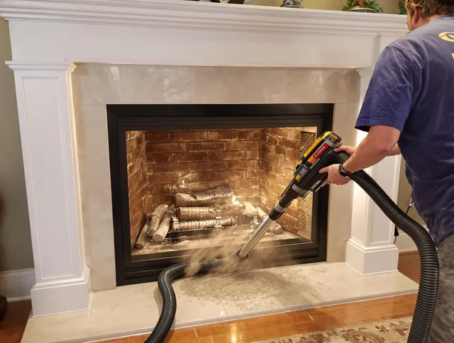 Fireplace cleaning performed by Broadview Heights Chimney Sweep in Broadview Heights, OH